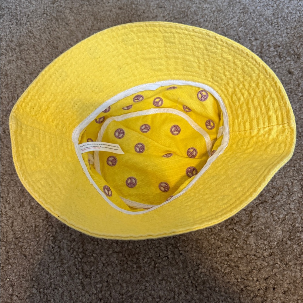 Yellow Bucket Hat with Purple Peace Signs - Picture 3 of 3